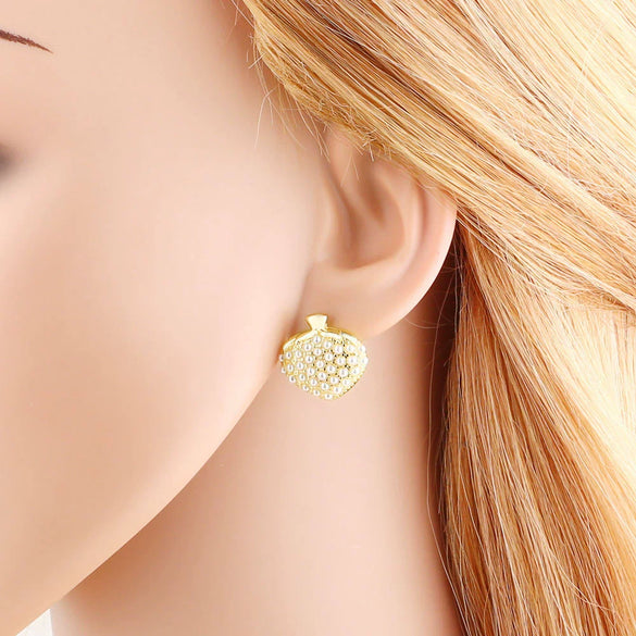 Wholesale Jewelry Simple Style Copper Heart Fruit Mushroom Electroplated Earrings