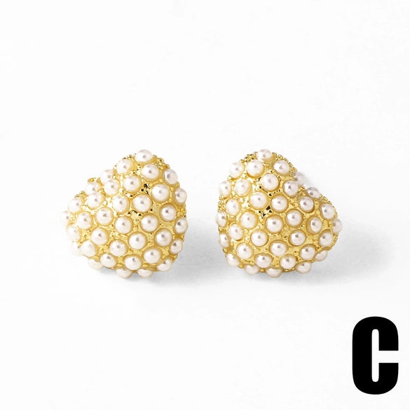 Wholesale Jewelry Simple Style Copper Heart Fruit Mushroom Electroplated Earrings