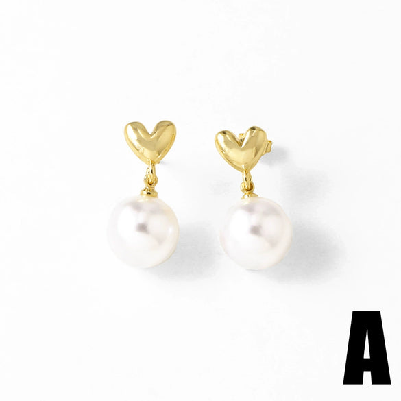 Wholesale Jewelry Simple Style Copper Heart Fruit Mushroom Electroplated Earrings