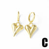 Wholesale Jewelry Simple Style Copper Heart Shape Pendant Earrings For Women 18K Gold Plated