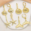 Wholesale Jewelry Simple Style Copper 18K Gold Plated Starfish Shell Fishtail Pendant Earrings For Women