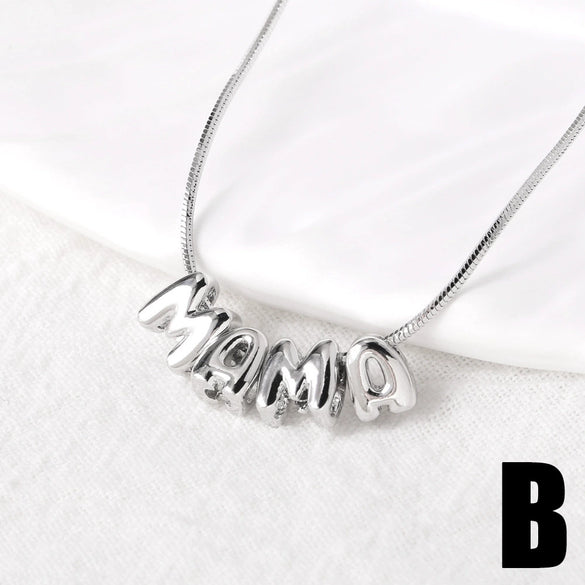 Wholesale Jewelry Simple Style Copper Pendant Necklace With Letter Pattern And Box Chain For Women Electroplated