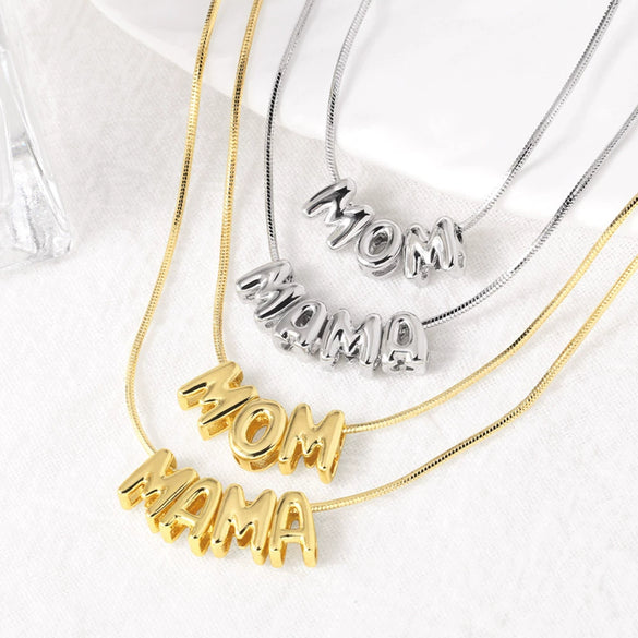 Wholesale Jewelry Simple Style Copper Pendant Necklace With Letter Pattern And Box Chain For Women Electroplated