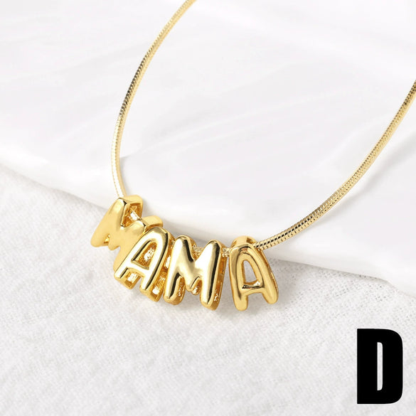 Wholesale Jewelry Simple Style Copper Pendant Necklace With Letter Pattern And Box Chain For Women Electroplated