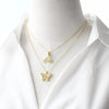 Wholesale Jewelry Simple Style Copper Shell Butterfly Pendant Goldplated O Chain Necklace