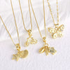 Wholesale Jewelry Simple Style Copper Shell Butterfly Pendant Goldplated O Chain Necklace