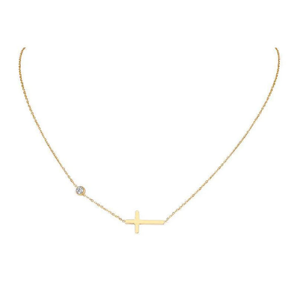 Wholesale Jewelry Simple Style Cross Titanium Steel Plating Necklace