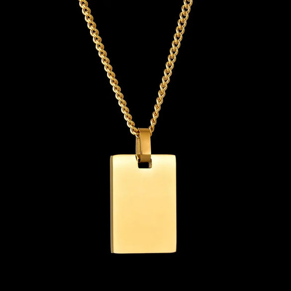 Wholesale Jewelry Simple Style Customization Laser Engraving Solid Color Titanium Steel Plating Cable Chain Pendant Necklace