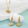 Wholesale Jewelry Simple Style Devil'S Eye 304 Stainless Steel Shell 18K Gold Plated Inlay Earrings Necklace Jewelry Set