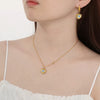 Wholesale Jewelry Simple Style Devil'S Eye 304 Stainless Steel Shell 18K Gold Plated Inlay Earrings Necklace Jewelry Set