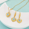 Wholesale Jewelry Simple Style Devil'S Eye 304 Stainless Steel Shell 18K Gold Plated Inlay Earrings Necklace Jewelry Set