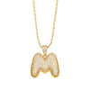 Wholesale Jewelry Simple Style English Letter Copper Pendant Ochain Necklace With Electroplating And Inlaid Zircon