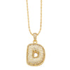 Wholesale Jewelry Simple Style English Letter Copper Pendant Ochain Necklace With Electroplating And Inlaid Zircon