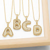 Wholesale Jewelry Simple Style English Letter Copper Pendant Ochain Necklace With Electroplating And Inlaid Zircon