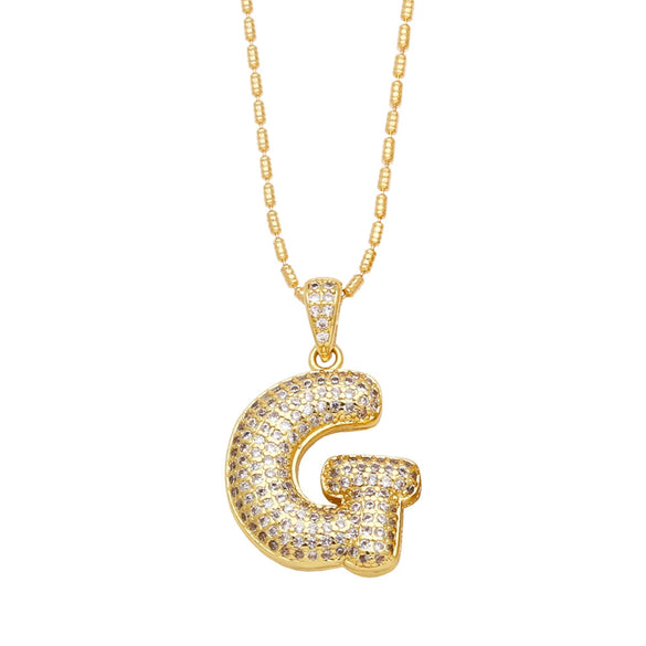 Wholesale Jewelry Simple Style English Letter Copper Pendant Ochain Necklace With Electroplating And Inlaid Zircon