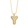 Wholesale Jewelry Simple Style English Letter Copper Pendant Ochain Necklace With Electroplating And Inlaid Zircon