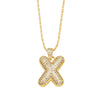 Wholesale Jewelry Simple Style English Letter Copper Pendant Ochain Necklace With Electroplating And Inlaid Zircon