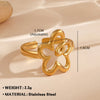 Wholesale Jewelry Simple Style Flower 304 Stainless Steel Plating Open Rings