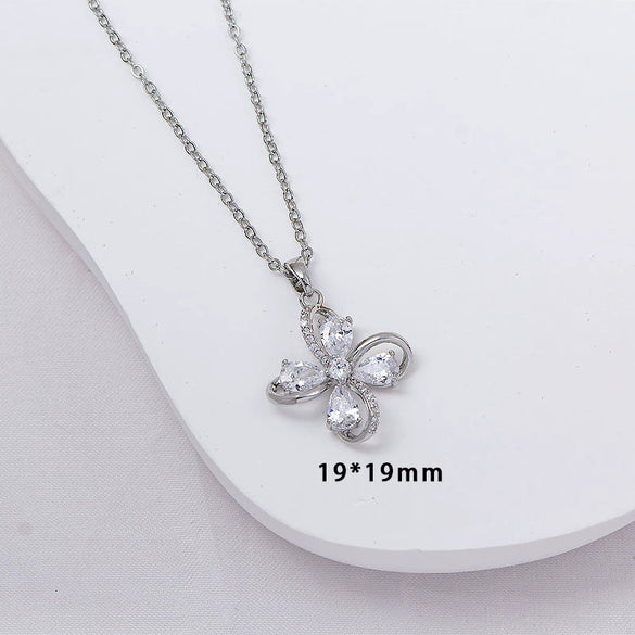Wholesale Jewelry Simple Style Flower Copper O Word Chain Pendant Necklace With Electroplating