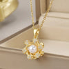Wholesale Jewelry Simple Style Flower Titanium Steel Irregular Plating Pendant Necklace