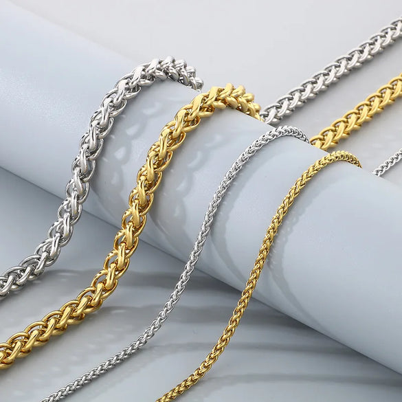 Wholesale Jewelry Simple Style Geometric 304 Stainless Steel 18K Gold Plated Foxtail Chain Bracelets Necklace