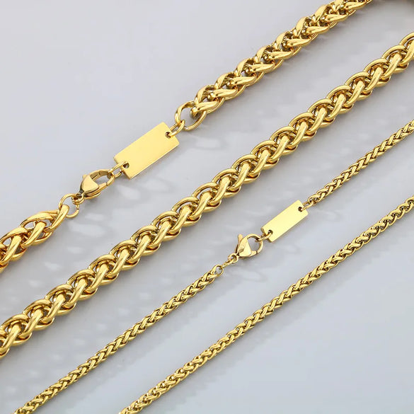 Wholesale Jewelry Simple Style Geometric 304 Stainless Steel 18K Gold Plated Foxtail Chain Bracelets Necklace