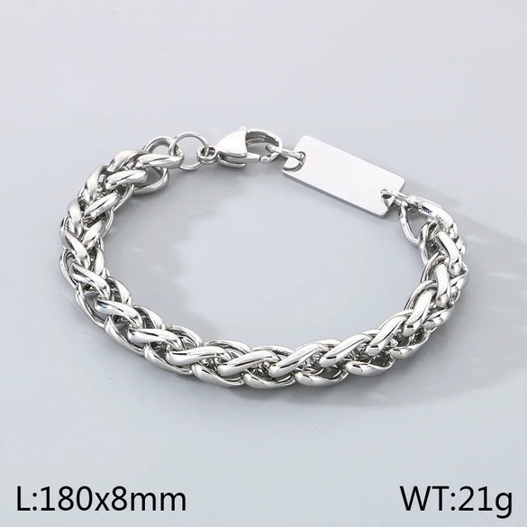 Wholesale Jewelry Simple Style Geometric 304 Stainless Steel 18K Gold Plated Foxtail Chain Bracelets Necklace