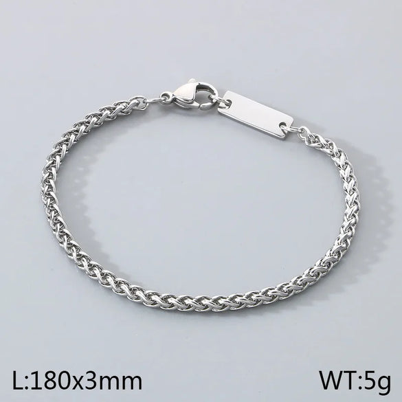 Wholesale Jewelry Simple Style Geometric 304 Stainless Steel 18K Gold Plated Foxtail Chain Bracelets Necklace