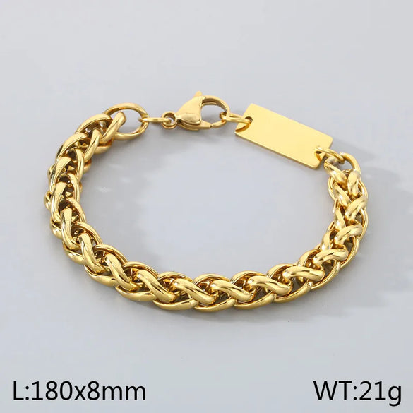 Wholesale Jewelry Simple Style Geometric 304 Stainless Steel 18K Gold Plated Foxtail Chain Bracelets Necklace