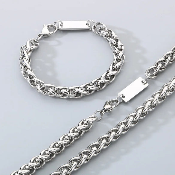 Wholesale Jewelry Simple Style Geometric 304 Stainless Steel 18K Gold Plated Foxtail Chain Bracelets Necklace