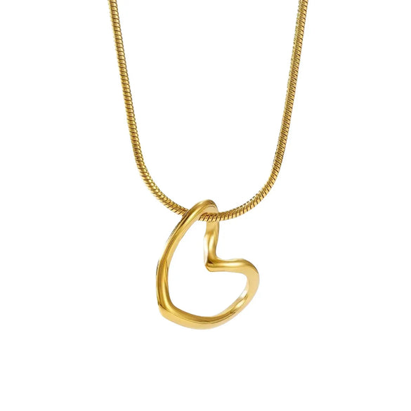 Wholesale Jewelry Simple Style Heart Shape 304 Stainless Steel Gold Plated Pendant Necklace