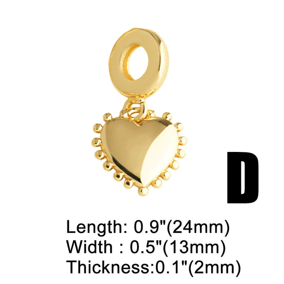 Wholesale Jewelry Simple Style Heart Shape Copper Goldplated Pendant Bracelet