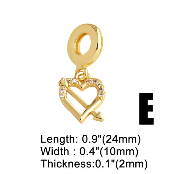 Wholesale Jewelry Simple Style Heart Shape Copper Goldplated Pendant Bracelet