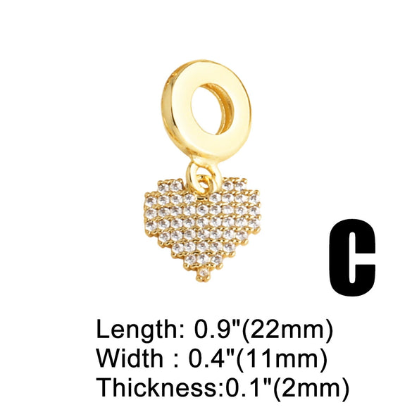 Wholesale Jewelry Simple Style Heart Shape Copper Goldplated Pendant Bracelet