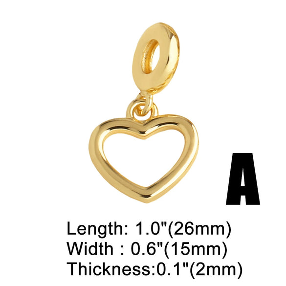 Wholesale Jewelry Simple Style Heart Shape Copper Goldplated Pendant Bracelet