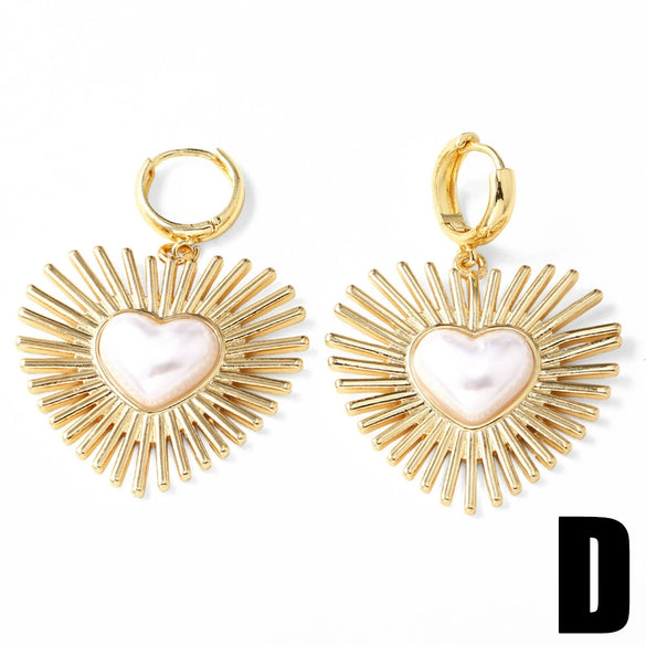 Wholesale Jewelry Simple Style Heart Shape Copper 18K Gold Plated Pearl Love Earrings For Women