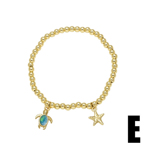 Wholesale Jewelry Simple Style Heart Shape Copper 18K Gold Plated Pendant Bracelet