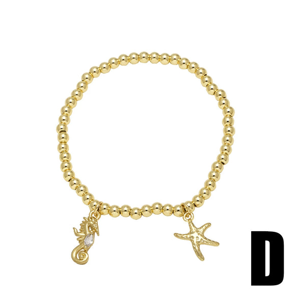 Wholesale Jewelry Simple Style Heart Shape Copper 18K Gold Plated Pendant Bracelet