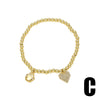 Wholesale Jewelry Simple Style Heart Shape Copper 18K Gold Plated Pendant Bracelet