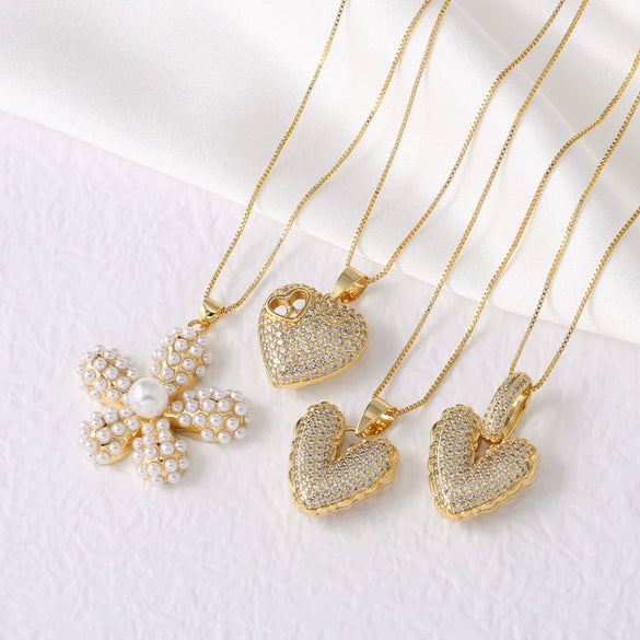 Wholesale Jewelry Simple Style Heart Shape Copper Necklace With Electroplating