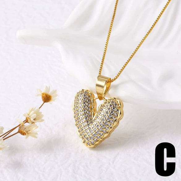Wholesale Jewelry Simple Style Heart Shape Copper Necklace With Electroplating