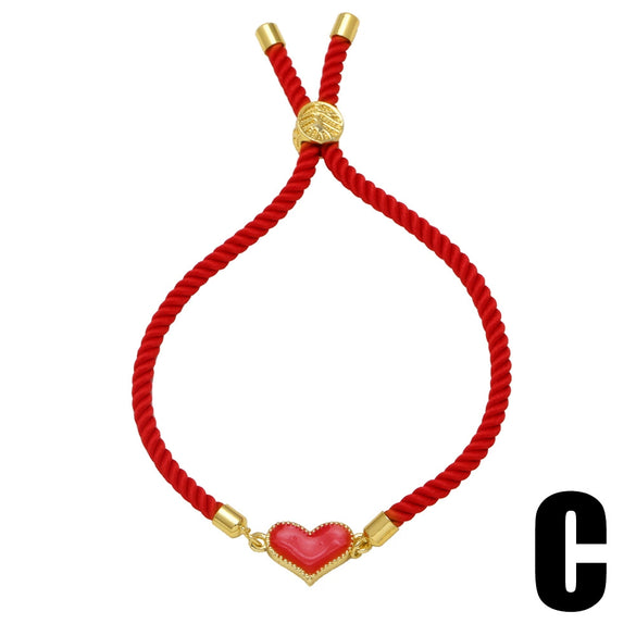 Wholesale Jewelry Simple Style Heart Shaped Copper Goldplated Electroplating Bracelet