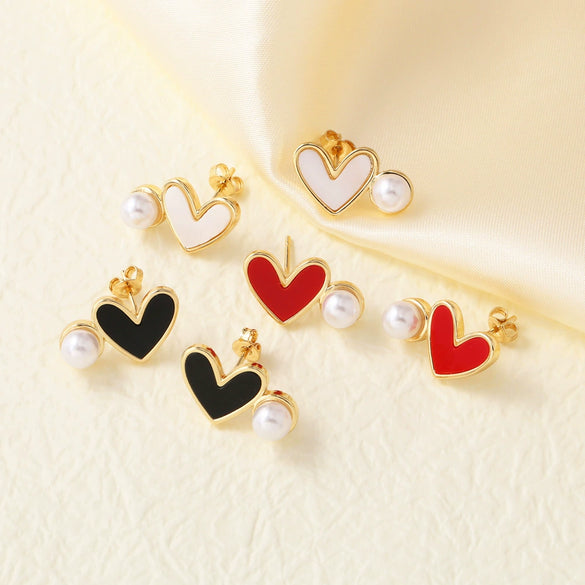 Wholesale Jewelry Simple Style Heartshaped Copper Earrings With 18K Gold Plated Electroplating For Women
