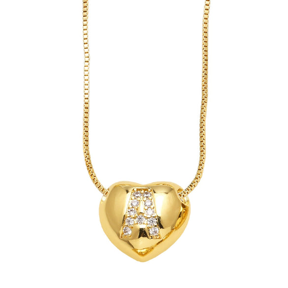Wholesale Jewelry Simple Style Inlaid Zircon Heart Pendant Necklace Copper Electroplating