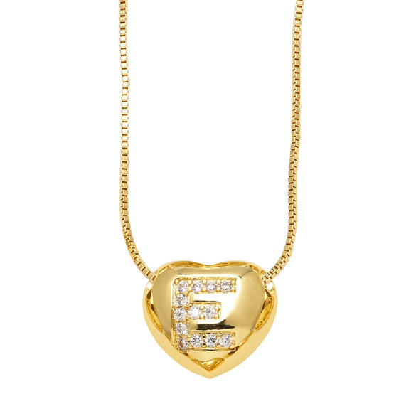 Wholesale Jewelry Simple Style Inlaid Zircon Heart Pendant Necklace Copper Electroplating