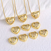 Wholesale Jewelry Simple Style Inlaid Zircon Heart Pendant Necklace Copper Electroplating