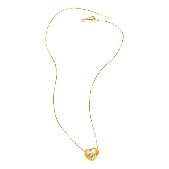 Wholesale Jewelry Simple Style Inlaid Zircon Heart Pendant Necklace Copper Electroplating