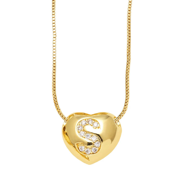 Wholesale Jewelry Simple Style Inlaid Zircon Heart Pendant Necklace Copper Electroplating