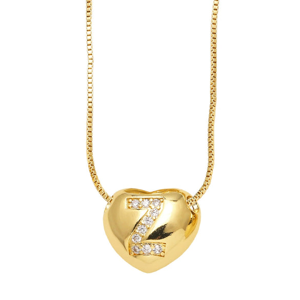Wholesale Jewelry Simple Style Inlaid Zircon Heart Pendant Necklace Copper Electroplating