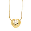 Wholesale Jewelry Simple Style Inlaid Zircon Heart Pendant Necklace Copper Electroplating